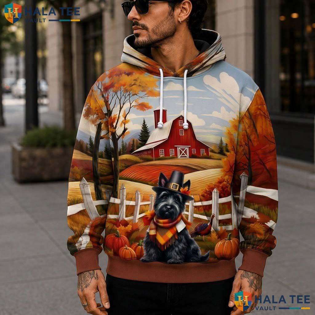 Scottish Terrier Colors Thanksgiving 3D Printed Hoodie Playful Vibrant Fall