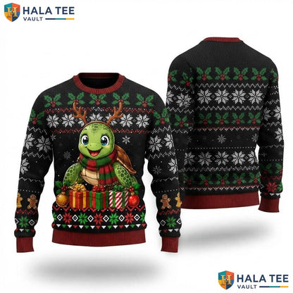 Sea Turtle Animal Ugly Christmas Sweater Festive Marine Holiday Top