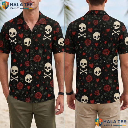 Seasonal Print Halloween Hawaiian Shirt Spooky Tropical Vacation Top Adult