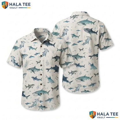 Shark Marine Halloween Hawaiian Shirt Ocean Summer Vacation Aloha Top