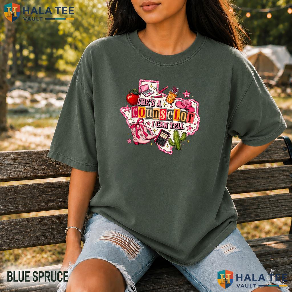 Shes A Counselor Western Garment-Dyed T-Shirt Retro School Guidance Top