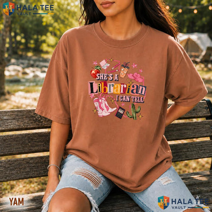 Shes A Librarian Western Retro Style T-Shirt Retro Classroom Book Top