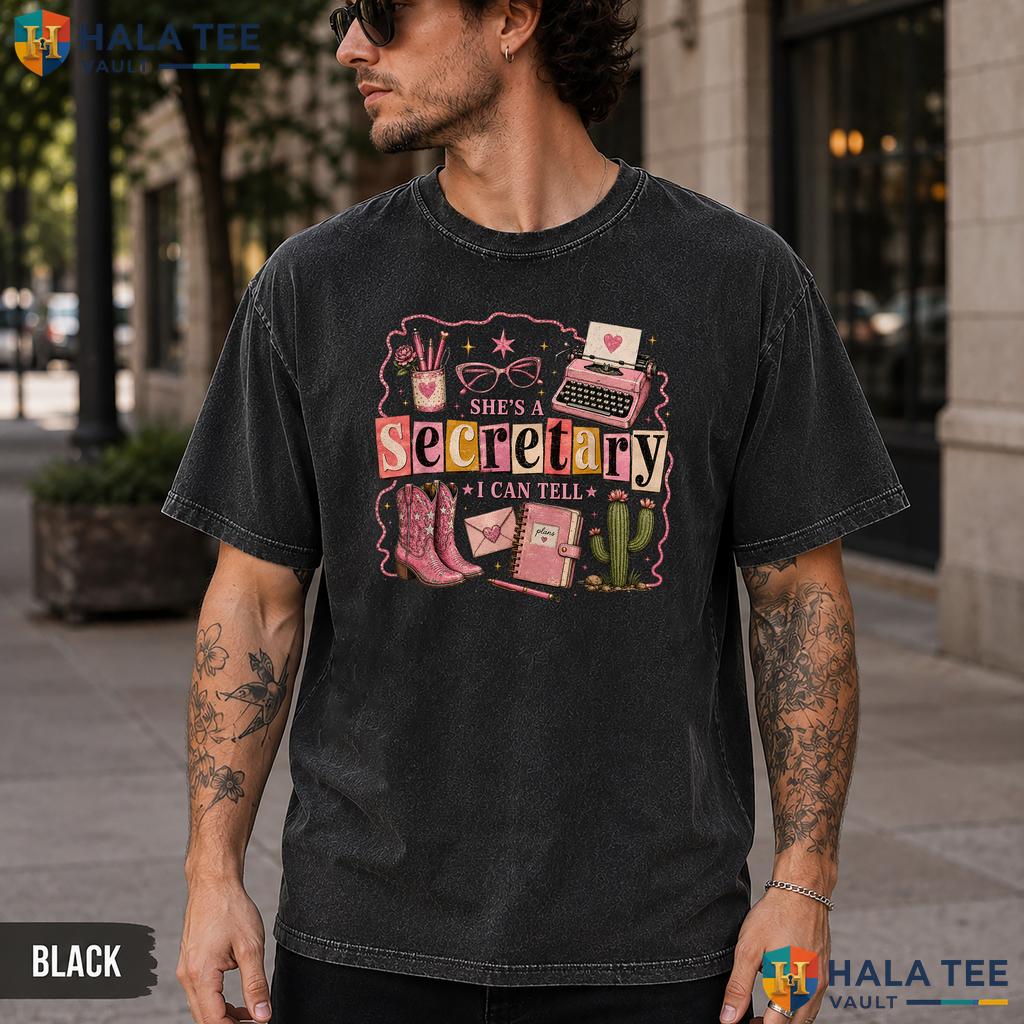Shes A Secretary Western Washed T-Shirt Funny Classroom Teacher Apparel