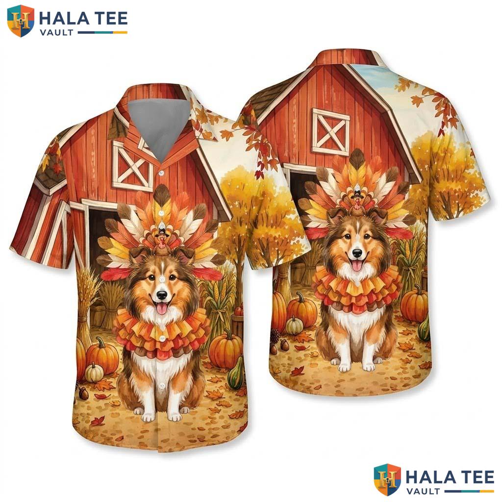 Shetland Sheepdog Thanksgiving Hawaiian Shirt Turkey Costume Apparel