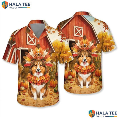 Shetland Sheepdog Thanksgiving Hawaiian Shirt Turkey Costume Apparel