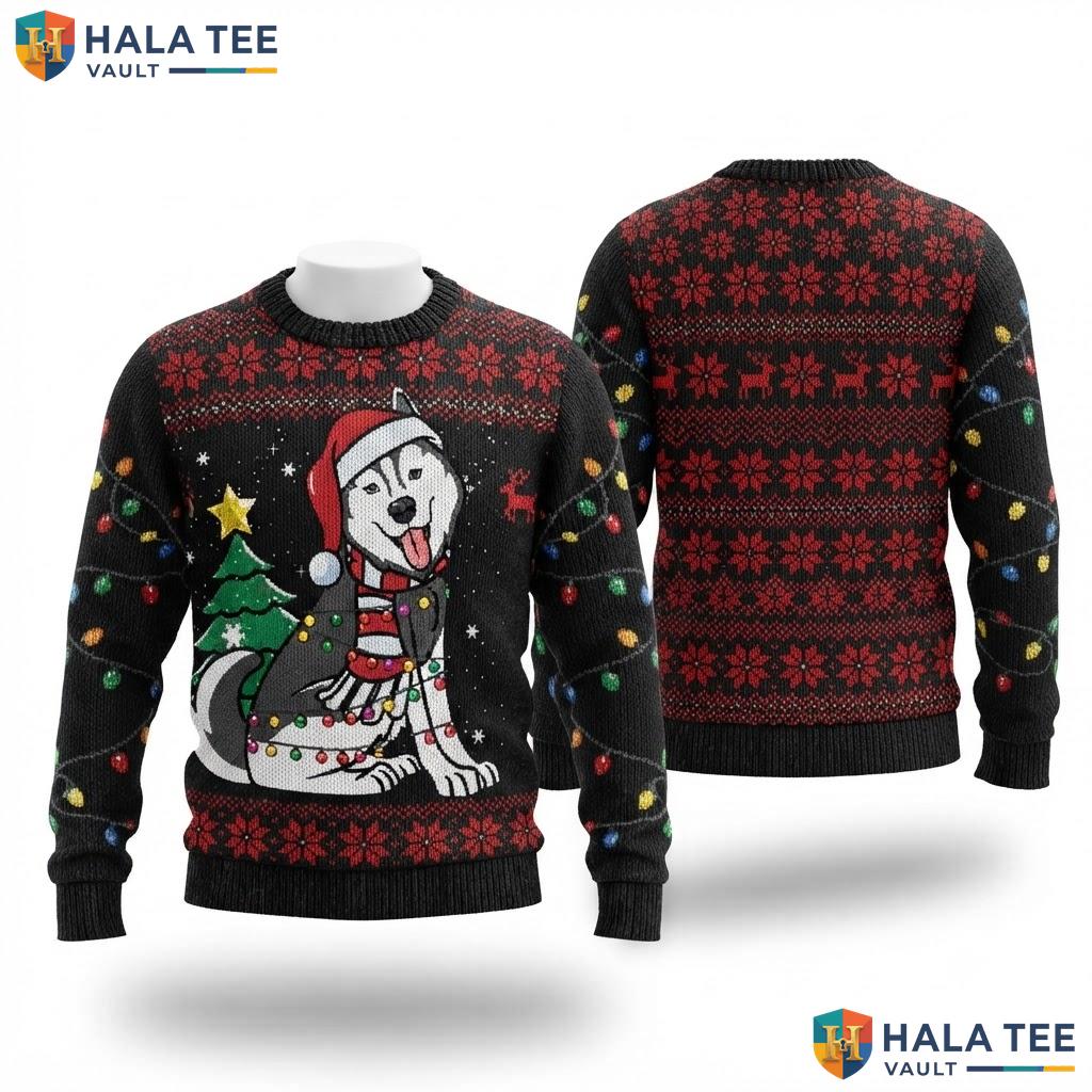 Siberian Husky Funny Christmas Sweater Cute Dog Lover Holiday Top
