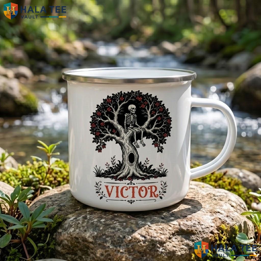 Sitting On Dry Tree Skull Halloween Accent Mug Personalized Spooky Ceramic Coffee Mug