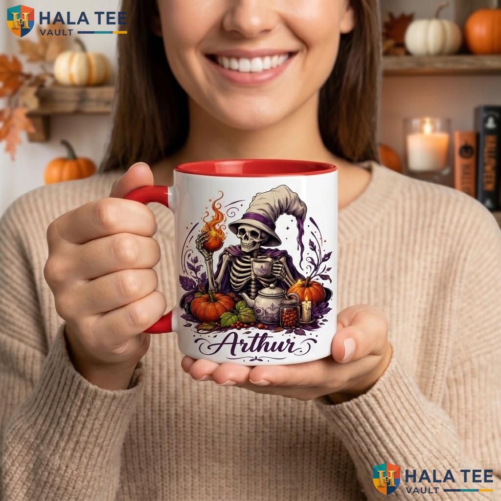 Skeleton Chef Halloween Mug Personalized Skull Custom Ceramic Coffee Cup