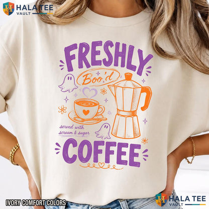 Skeleton Coffee Comfort Colors T Shirt Freshly Bood Ghost Halloween Apparel Vintage Washed Tee