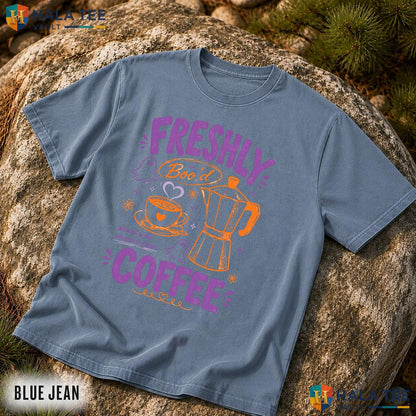 Skeleton Coffee Comfort Colors T Shirt Freshly Bood Ghost Halloween Apparel Relaxed Fit Tee