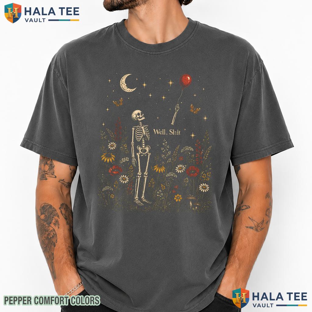 Skeleton Lost Balloon Wildflower Comfort Colors T-Shirt Funny Halloween