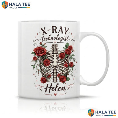 Skeleton Technologist Halloween Mug Custom Name Spooky Skull Ceramic Cup