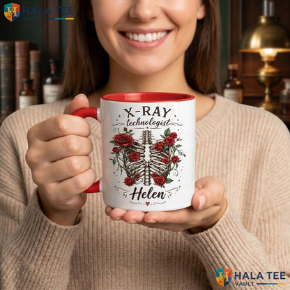 Skeleton Technologist Halloween Mug Custom Name Spooky Skull Ceramic Camping Mug