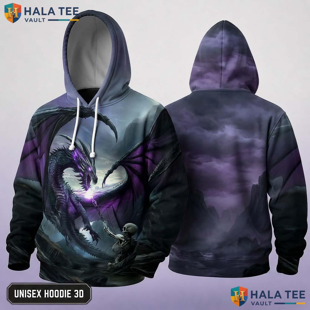 Skull Dragon 3D Graphic Hoodie Men Women Novelty Pullover Sweatshirt