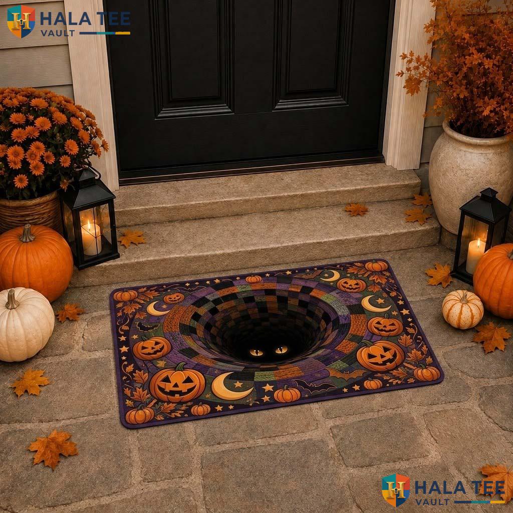 Skull Vortex 3D Halloween Doormat Horror Skeleton Optical Illusion Mat