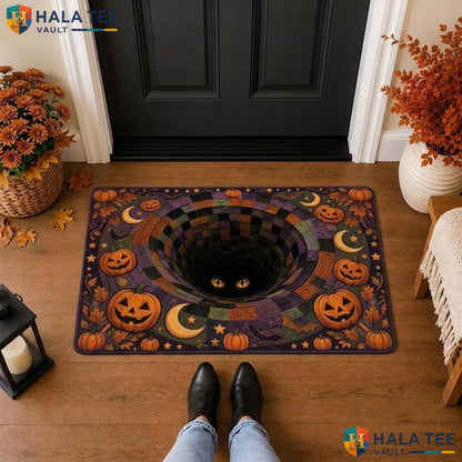 Skull Vortex 3D Halloween Front door mat Horror Skeleton Optical Illusion Mat