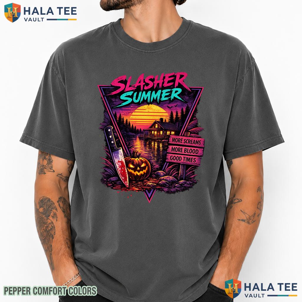 Slasher Summerween Comfort Colors T Shirt Retro 80s Horror Camp Graphic Top Heavyweight Cotton T-Shirt