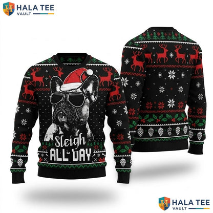 Sleigh All Day Frenchie Christmas Sweater Funny French Bulldog