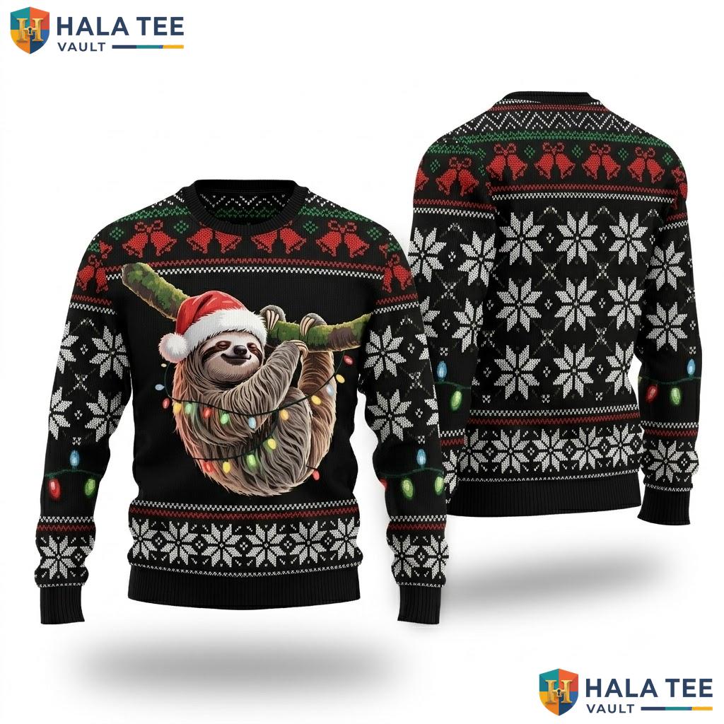 Sloth Animal Funny Ugly Christmas Sweater Merry Xmas Holiday Top