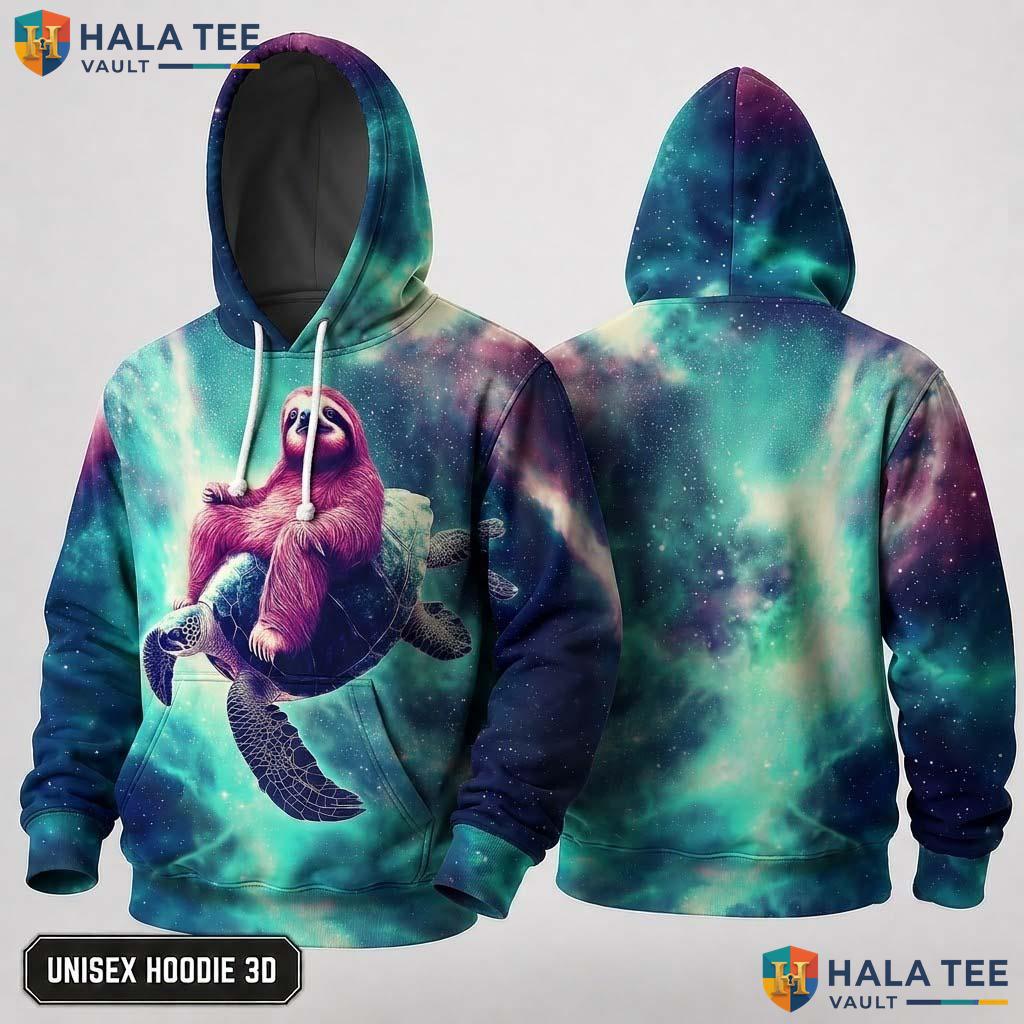 Sloth Ride Turtles Hoodie Men Women 3D Graphic Skull Novelty Pullover