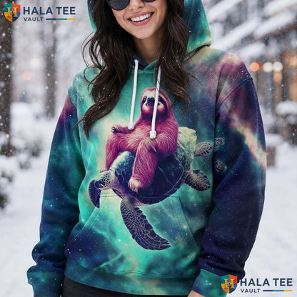 Sloth Ride Turtles Hoodie Men Women 3D Graphic Skull Novelty Pullover AOP Hoodie