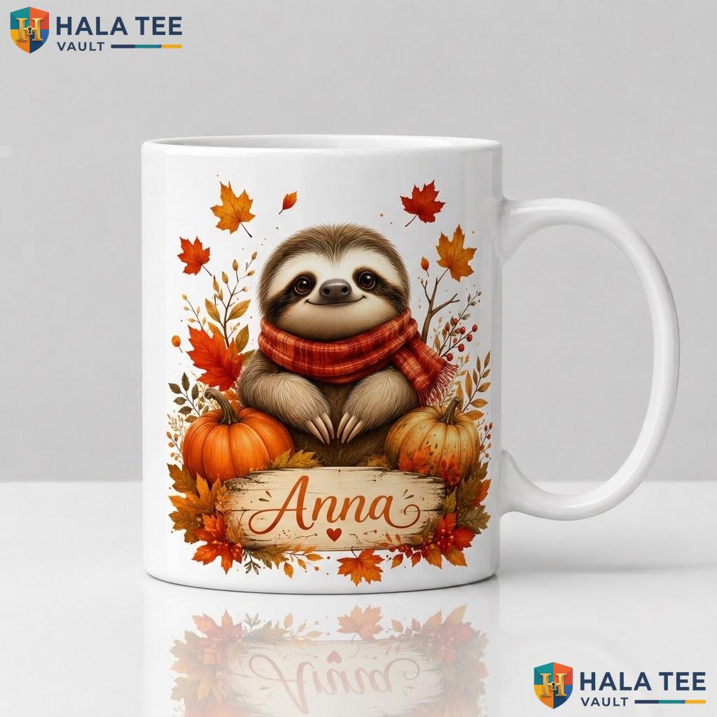 Sloth Spooky Ghost Halloween Cup Custom Personalized Trick Or Treat Ceramic Mug