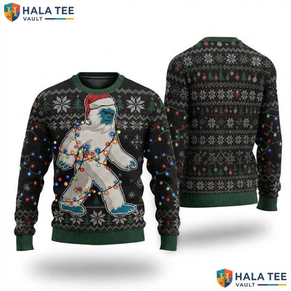 Snowman Lights Monster Christmas Sweater Funny Abominable Holiday
