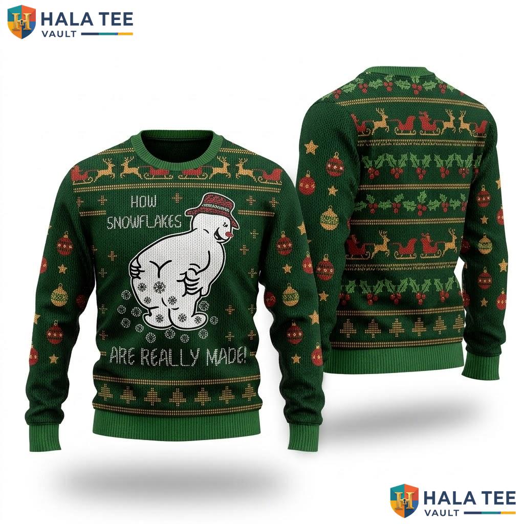 Snowman Making Snowflakes Christmas Sweater Funny Xmas Holiday Top