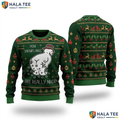 Snowman Making Snowflakes Christmas Sweater Funny Xmas Holiday Top