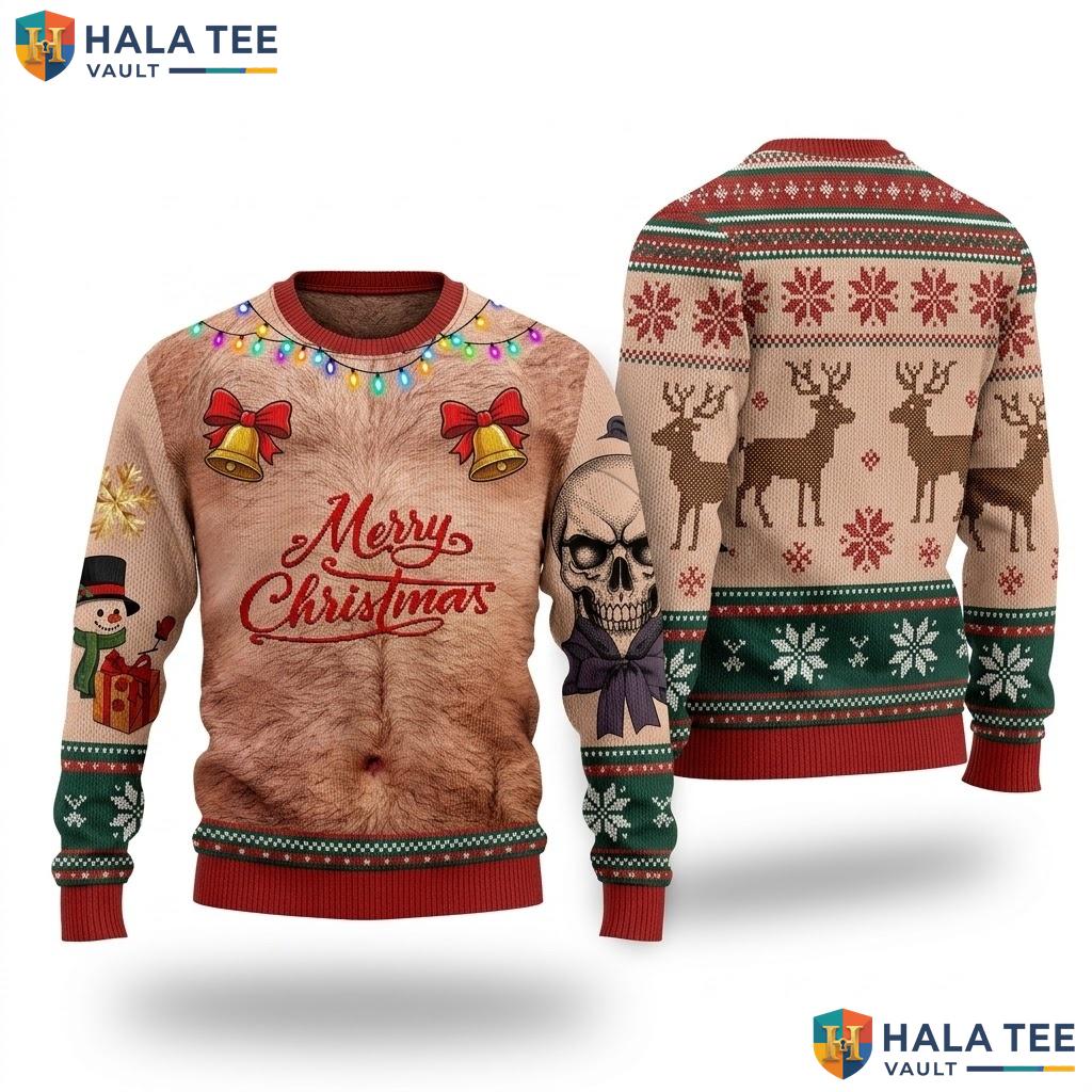 Snowman Merry Graphic Holiday Ugly Sweater Funny Christmas Apparel Mens