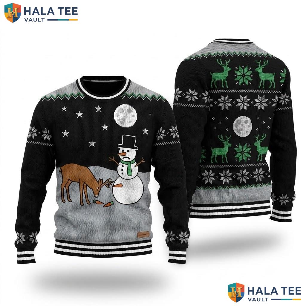 Snowman Reindeer Funny Ugly Xmas Sweater Christmas Mens Graphic Top