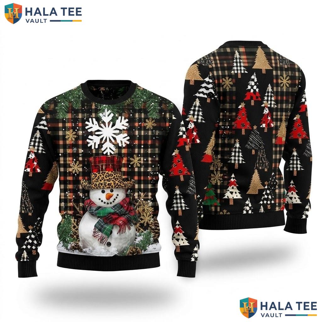 Snowman Vintage Graphic Christmas Sweater Cheerful Holiday Womens Apparel