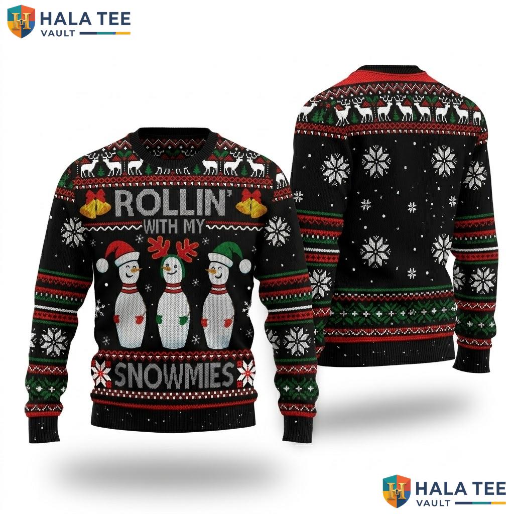 Snowmies Snow Bowling Ugly Christmas Sweater Funny Holiday Outfit