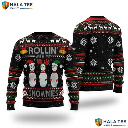 Snowmies Snow Bowling Ugly Christmas Sweater Funny Holiday Outfit