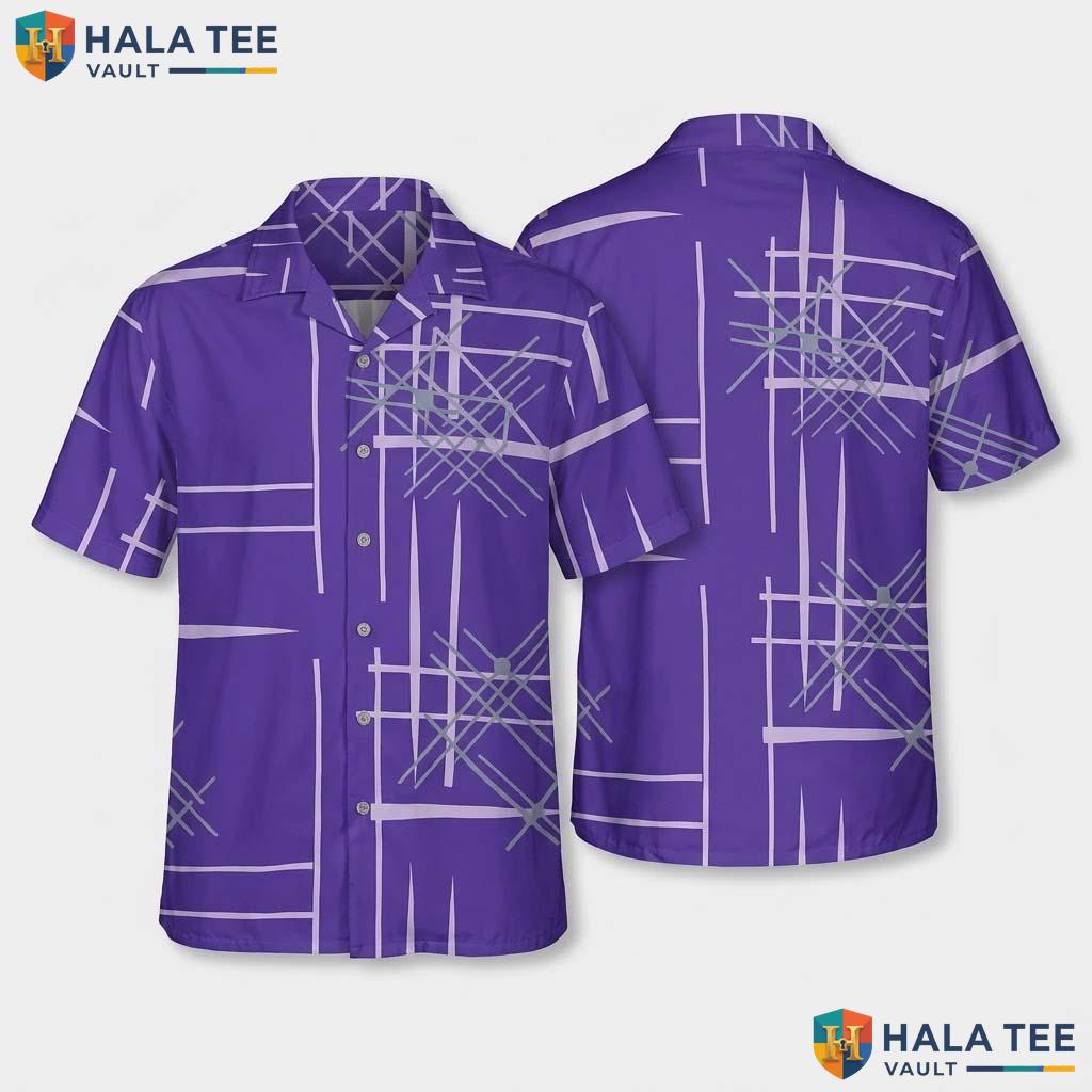 Solid Purple Casual Hawaiian Shirt Mens Short Sleeve Aloha Vacation Top