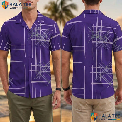 Solid Purple Casual Tropical Shirt Mens Short Sleeve Aloha Vacation Top