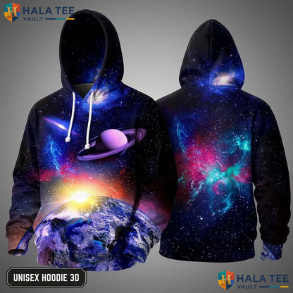Space Planet Realistic Hoodie Men Women 3D Graphic Novelty Pullover Top