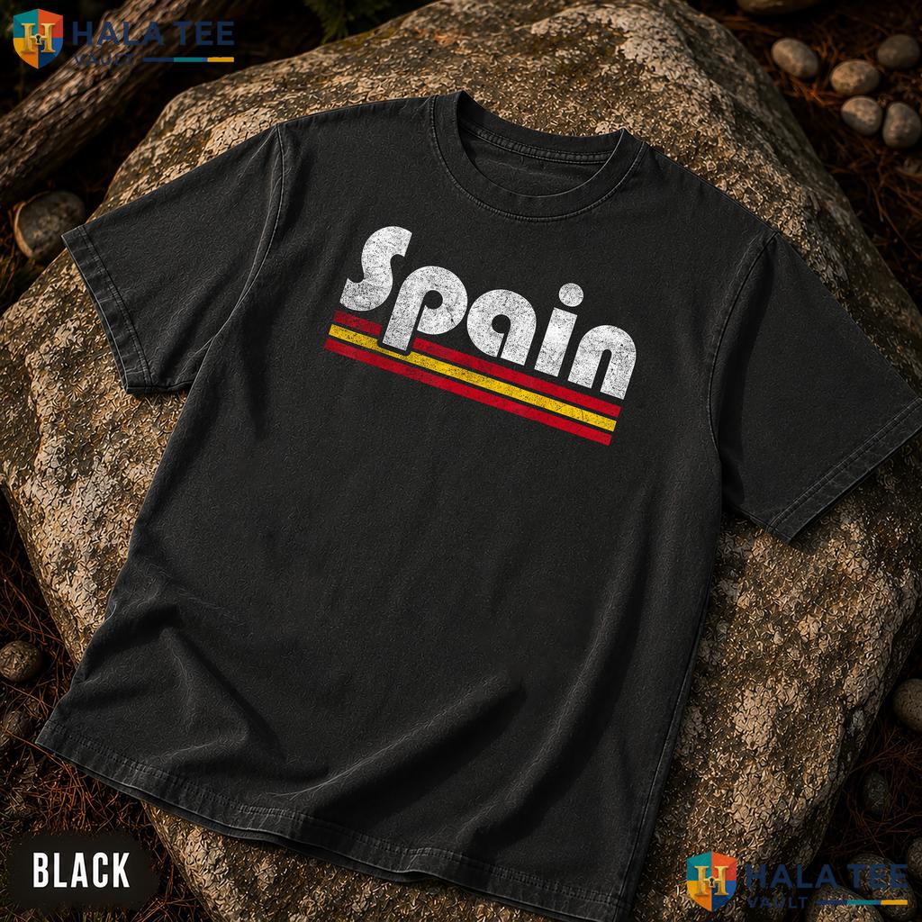 Spanish Soccer Fan Retro Garment-Dyed T-Shirt Spain Flag Sports Apparel
