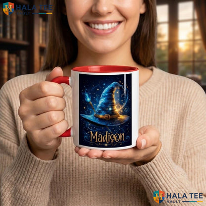 Sparkling Wizard Hat Ceramic Mug Custom Fantasy Magic Halloween Camping Mug