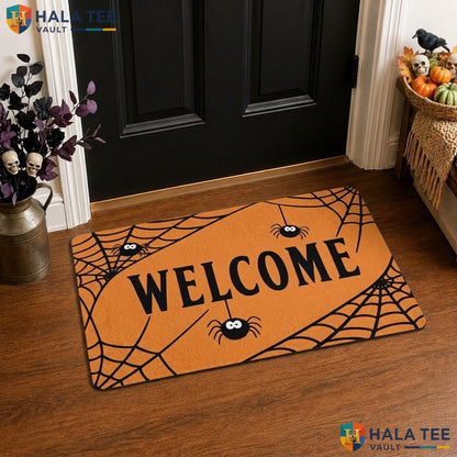 Spider Web Halloween Coir Front door mat Non Slip Spooky Welcome Outdoor Porch Rug