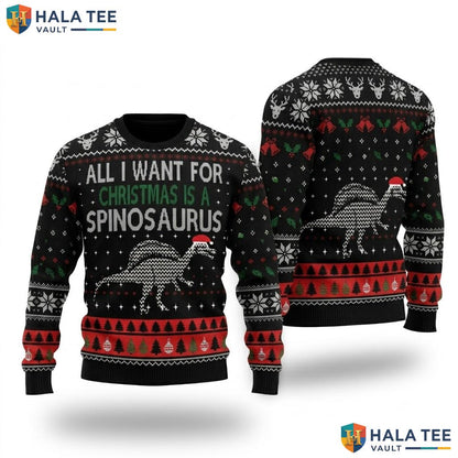 Spinosaurus Dinosaur Ugly Christmas Sweater Funny Xmas Holiday Top