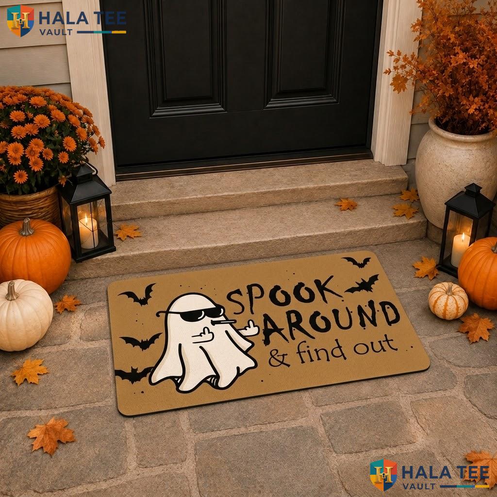 Spook Find Out Halloween Doormat Fall Pumpkin Trick Or Treat Front Porch Rug