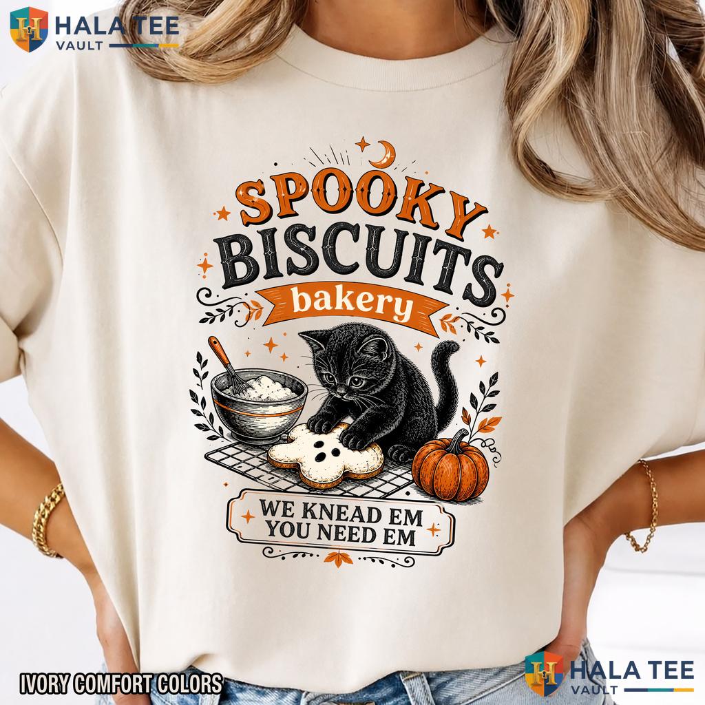 Spooky Baking Comfort Colors T Shirt Vintage Kitty Biscuits Fall Cat Lover