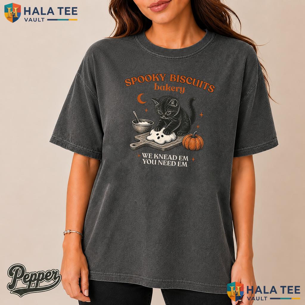 Spooky Biscuits Club Cat Comfort Colors Shirt Retro Pastry Halloween Top