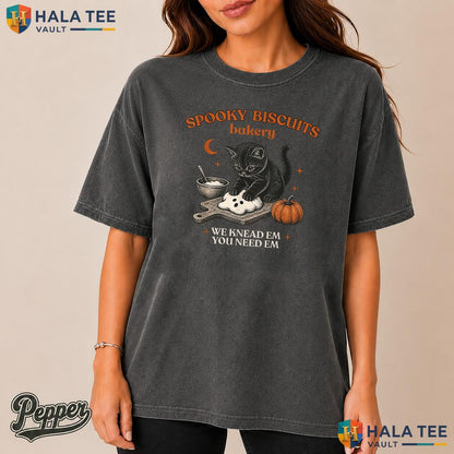 Spooky Biscuits Club Cat Comfort Colors Shirt Retro Pastry Halloween Top