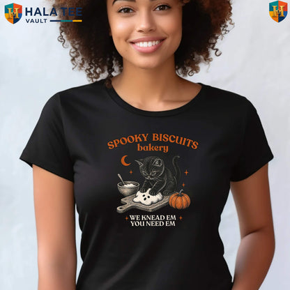 Spooky Biscuits Club Cat T-Shirt Retro Funny Pastry Lovers Halloween Apparel
