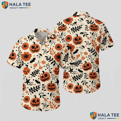 Spooky Blooms Halloween Hawaiian Shirt Funny Tropical Fall Aloha Top