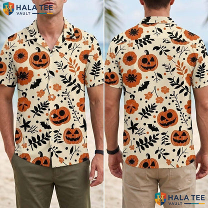Spooky Blooms Halloween Hawaiian Shirt Funny Tropical Fall Aloha Top Adult