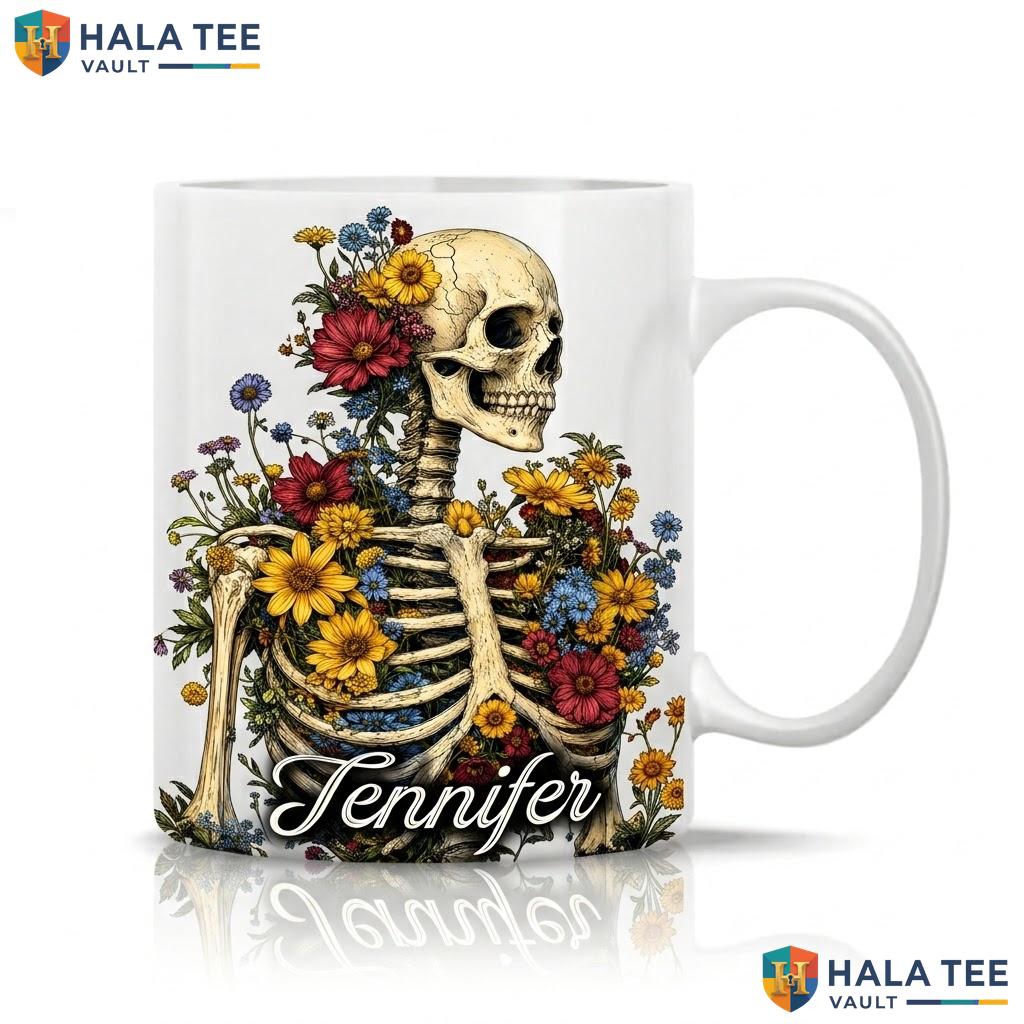 Spooky Book Skull Ceramic Mug Personalized Halloween Witch Coffee Cup