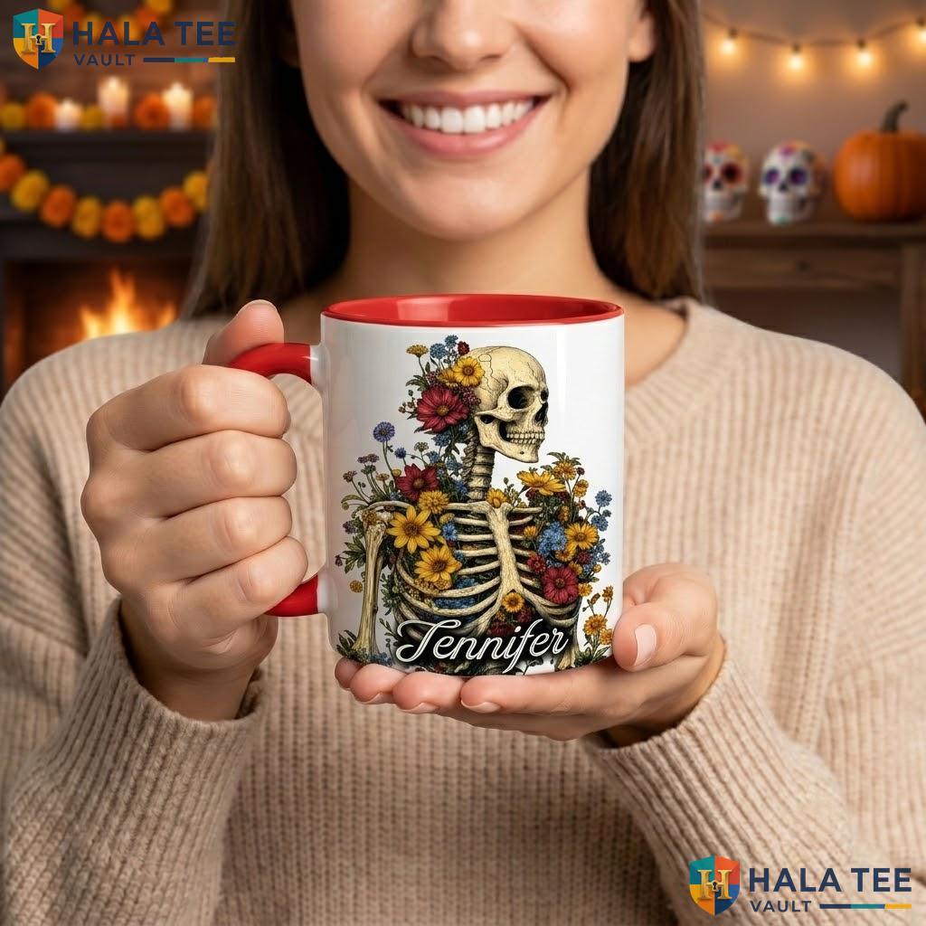 Spooky Book Skull Ceramic Mug Personalized Halloween Witch Coffee Camping Mug